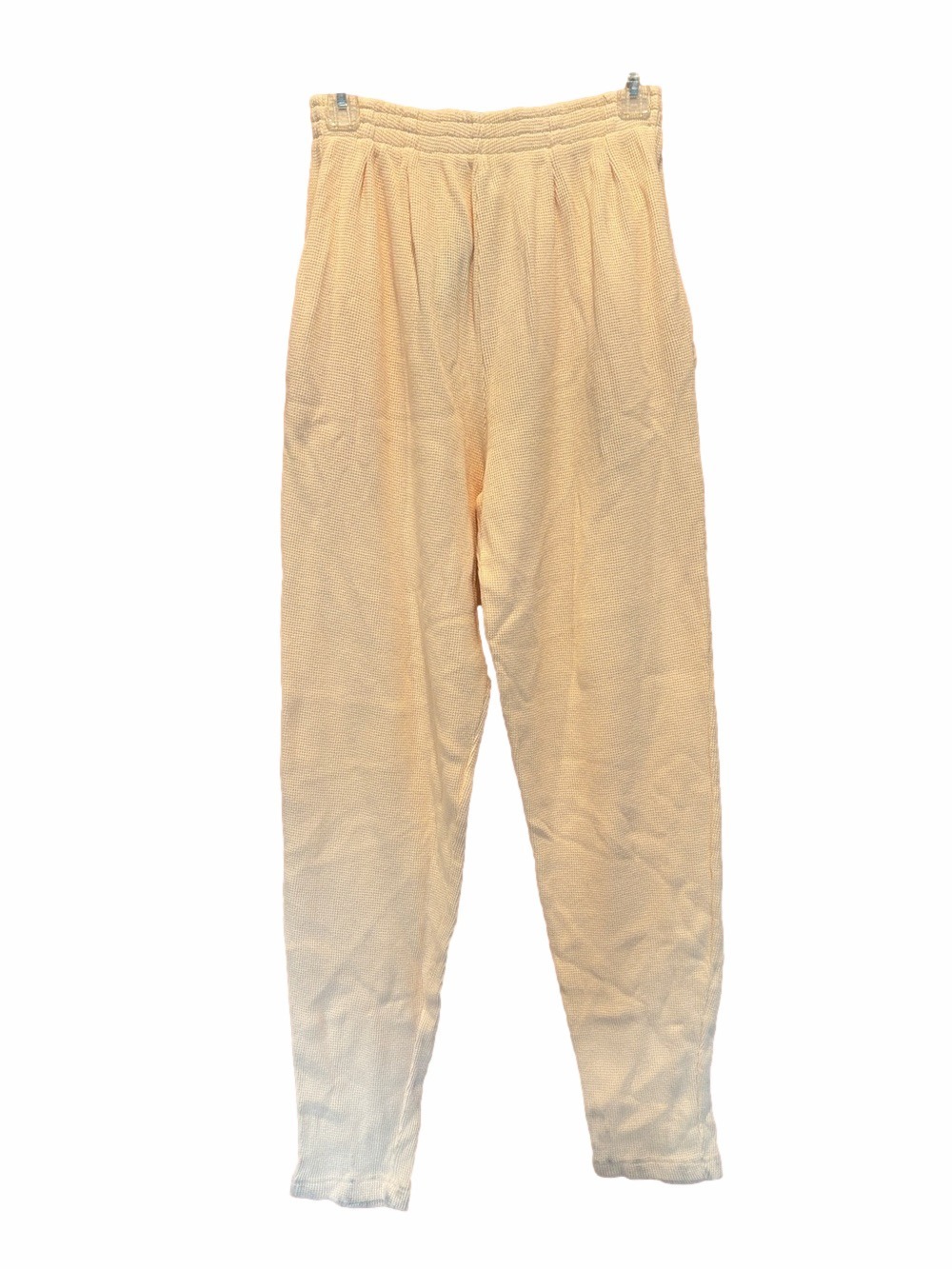 NWT Fitigues Vintage Women's Pale Butter Yellow Waffle Knit High Waist Pants - L